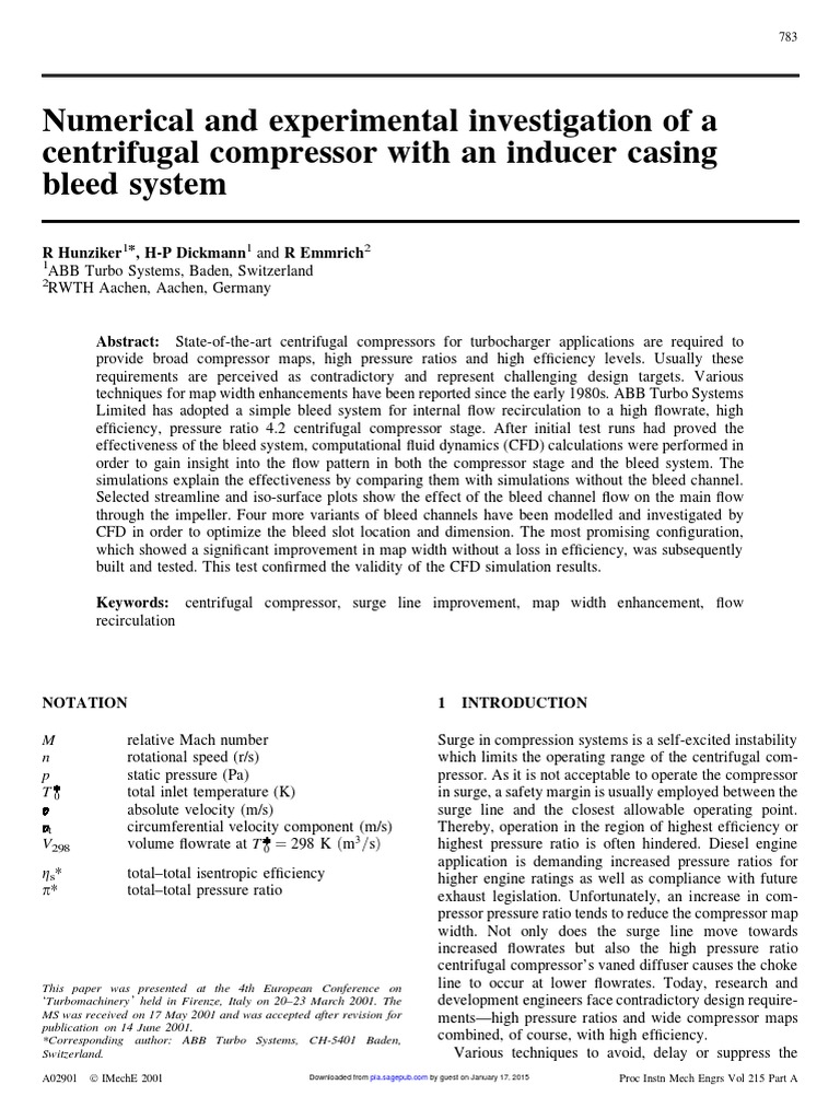 Centrifugal Compressor Bleed System Study | PDF | Turbocharger ...