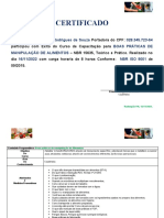 Certificado Capacitação Boas Práticas Alimentos