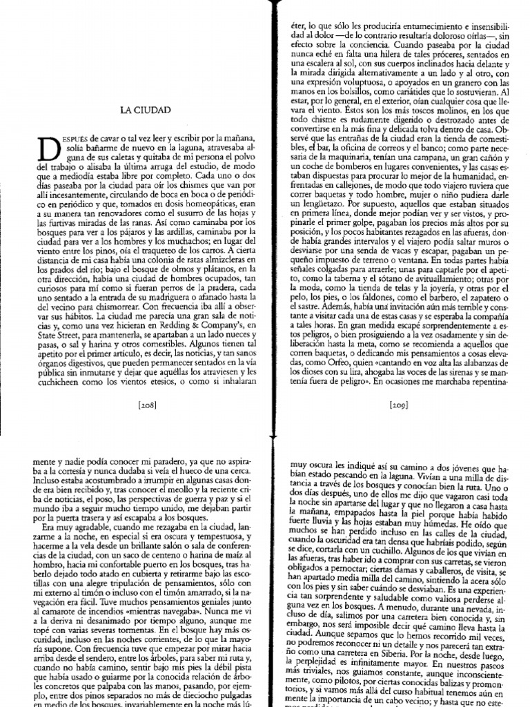 Thoreau, H.D. Walden VIII La Ciudad | PDF