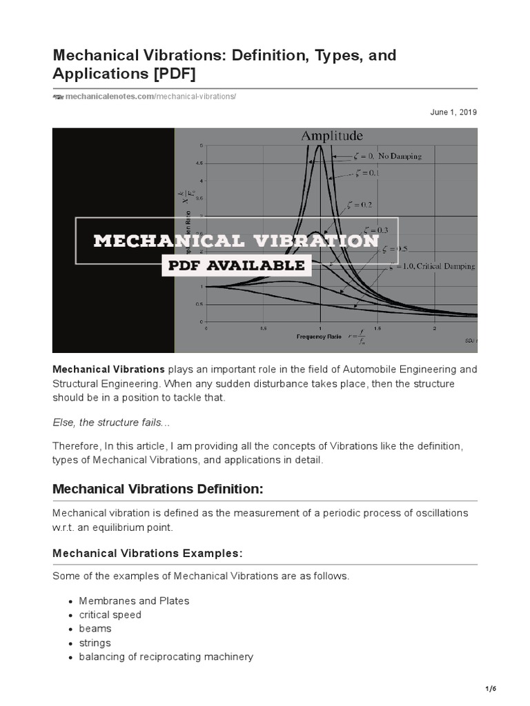 Mechanical Vibrations Definition Types and Applications PDF PDF
