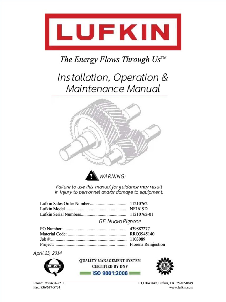Manual de Operacion de Cajas Lufkin PDF Gear Bearing (Mechanical)