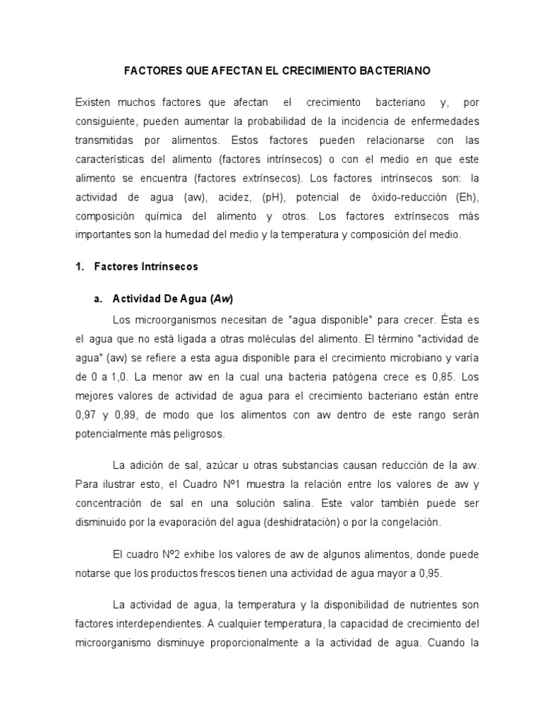 Separata Factores Que Afectan El Crecimiento Bacteriano | PDF | Dióxido ...