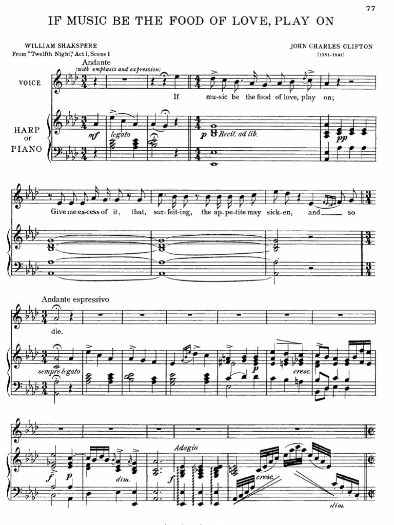 John Clifton (17811841) If Music Be The Food of Love,