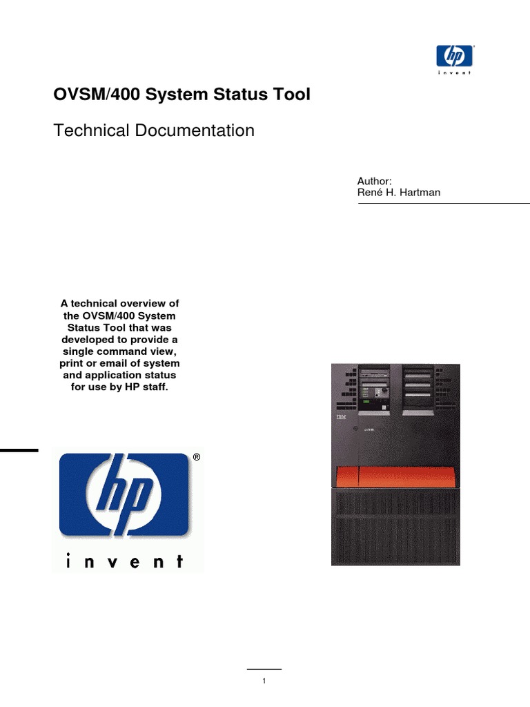 OVSM System Status Tool PDF Hewlett Packard Email Address