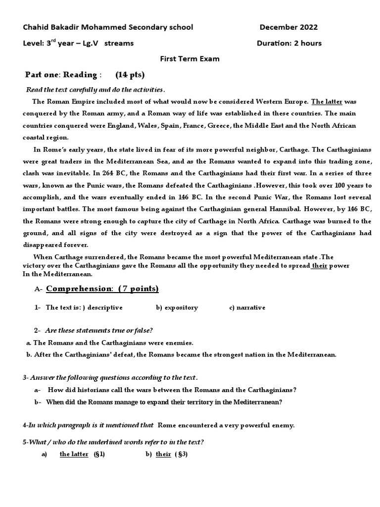 Read The Text Carefully and Do The Activities | PDF | Punic Wars | Carthage