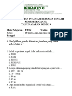 Contoh Soal PJOK 10 BDP