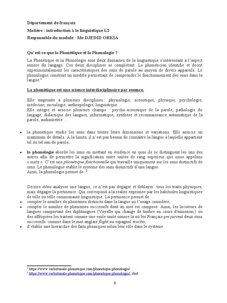 Introduction à la phonétique et phonologie | PDF | Syllabe | Phonologie