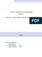 CS1100 Introduction to Programming Lecture 7 Selection and Loop Constructs