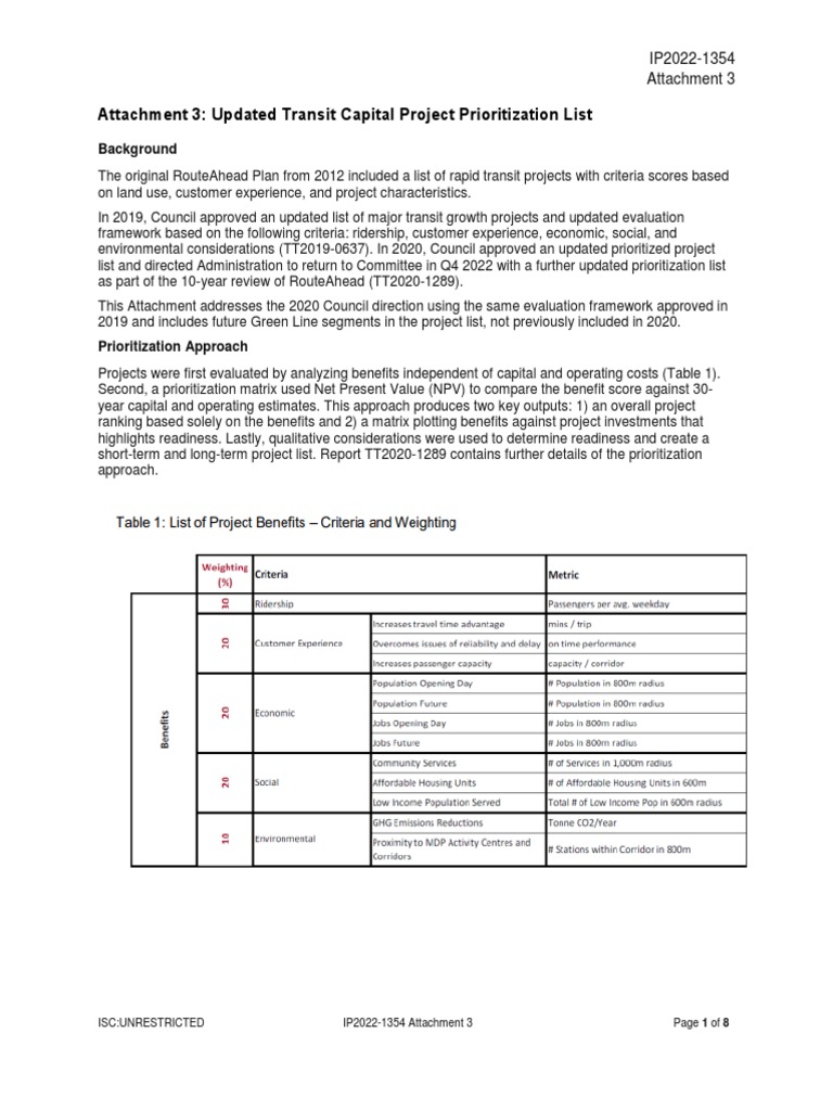 Calgary Transit Project Prioritization 2022 | PDF | Light Rail | Transport