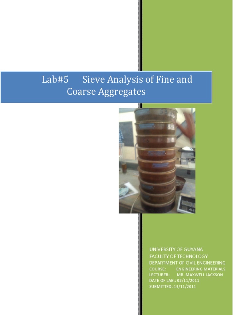 Sieve Analysis of Aggregates Lab Report | PDF