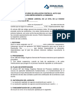 Modelo de Recurso de Apelacion Contra El Auto Que Declara Improcedente La Demanda