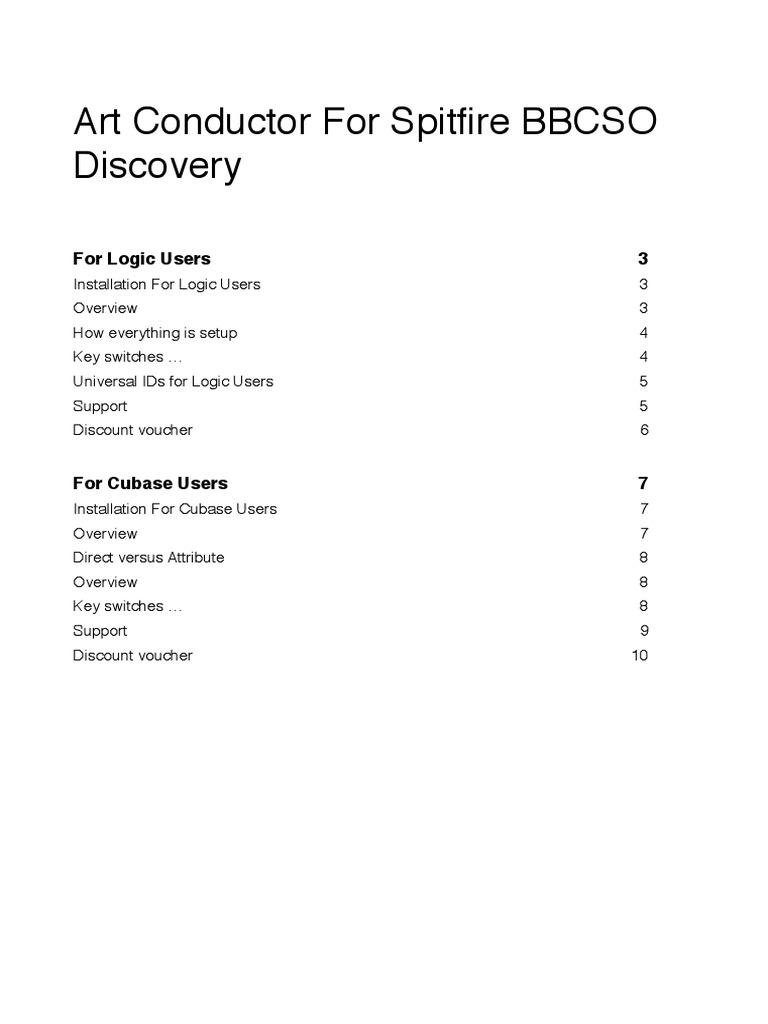Art Conductor For Spitfire BBCSO Discovery PDF Computing Software