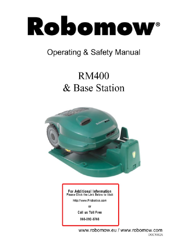 Robomow RM400 - Manual | PDF | Lawn Mower | Electrical Connector