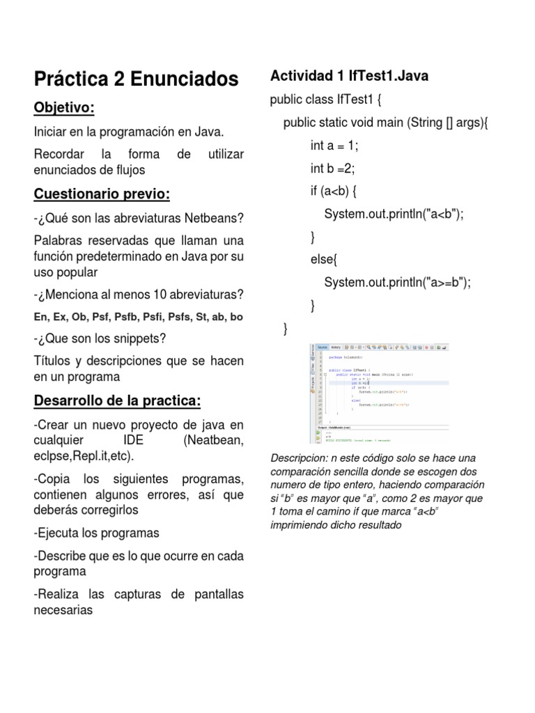 Introducción a Enunciados en Java | PDF | Java (lenguaje de ...