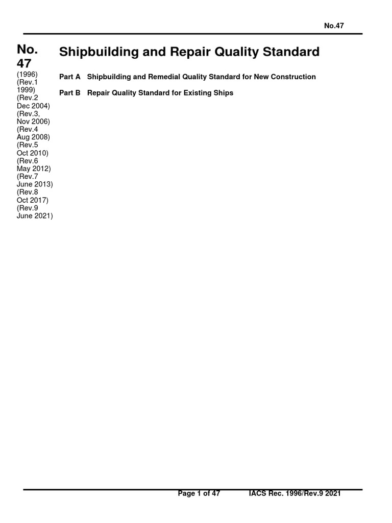 Curso HIDR IACS STANDARDS 47 (Rev.9 Jun 2021) SHIPBUILDING AND