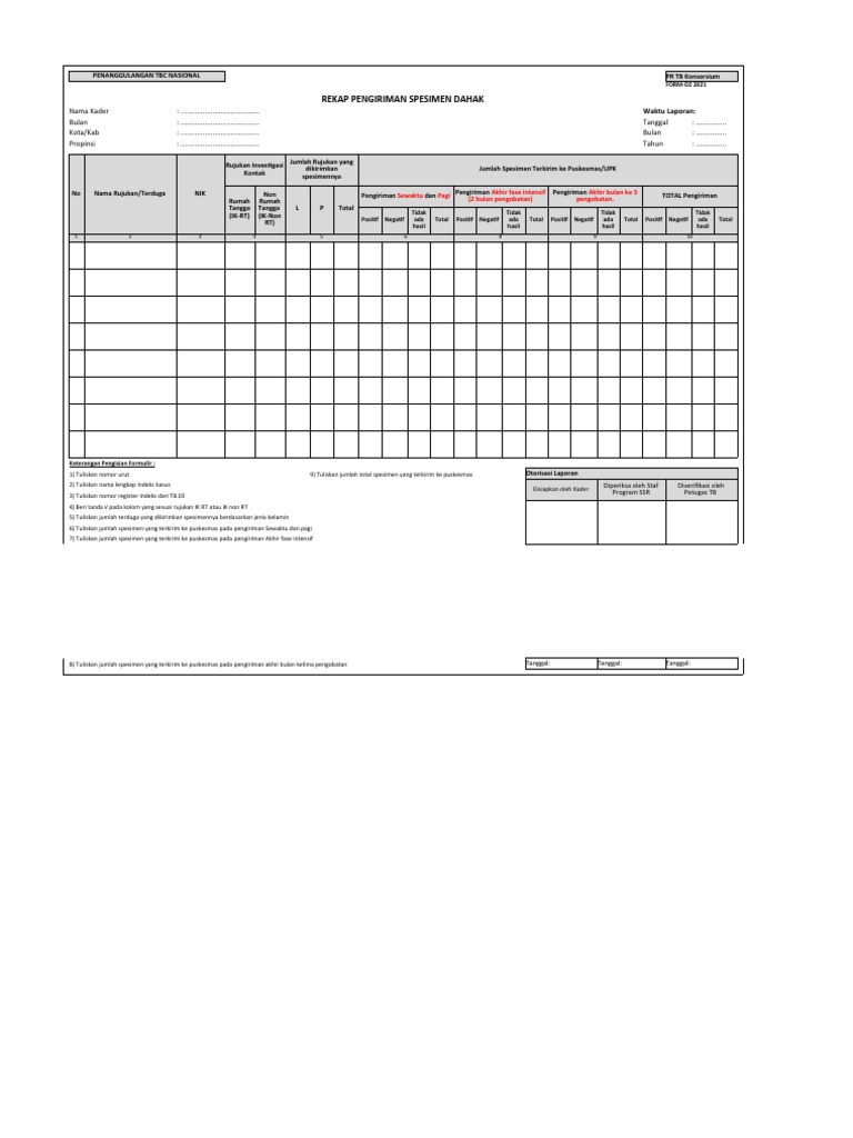 08b. Form D2-Rekap Pengiriman Spesimen | PDF