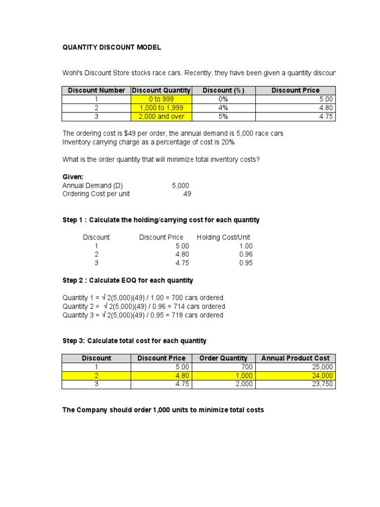 Optimal Order Quantity for Discounts | PDF | Business | Financial Economics
