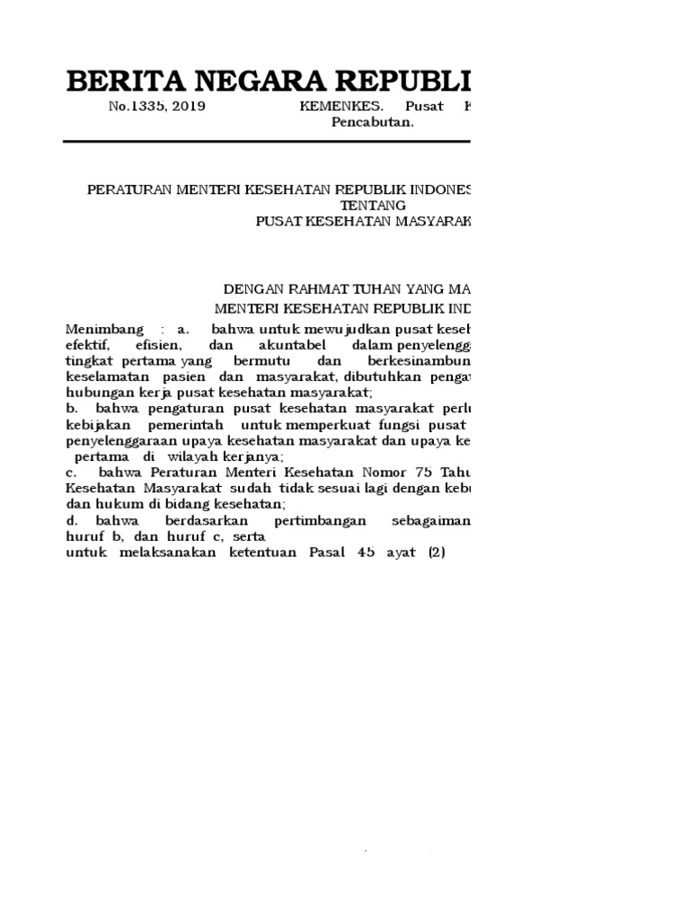 Permenkes Nomor 43 Tahun 2019 | PDF