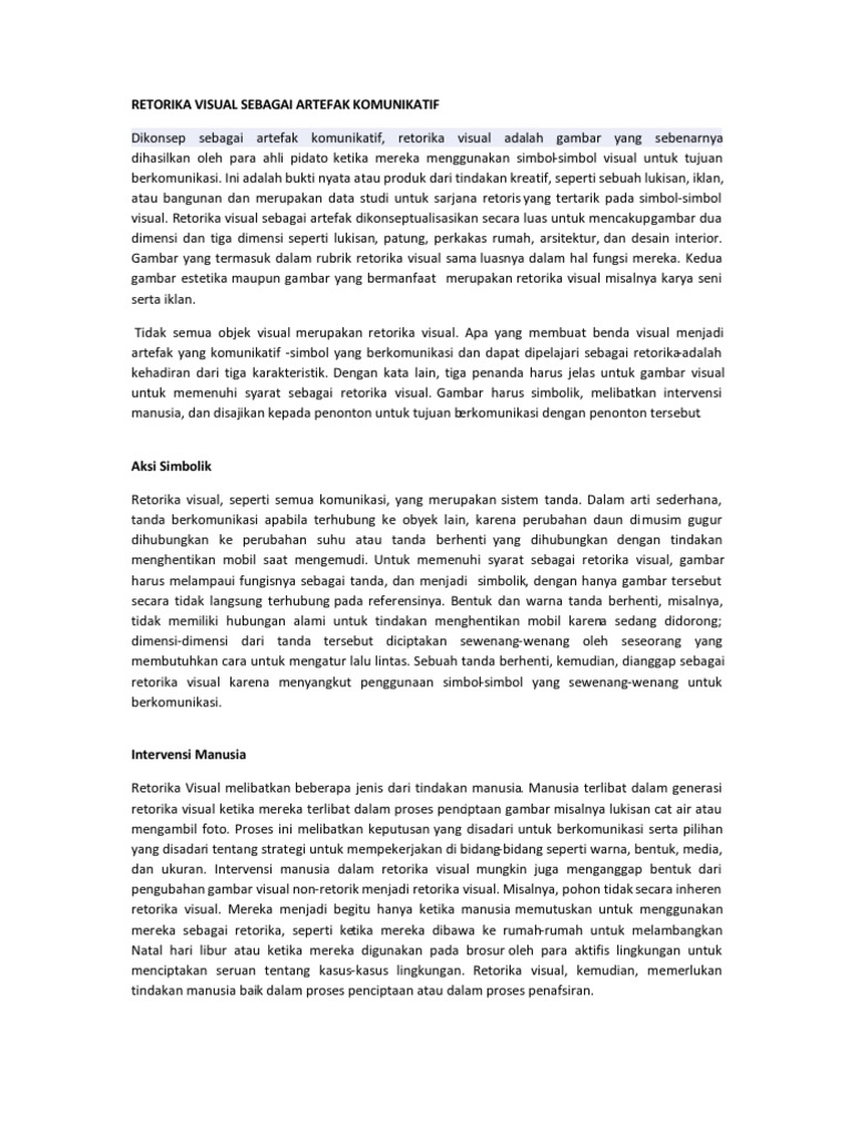 Retorika Visual Sebagai Artefak Komunikatif | PDF