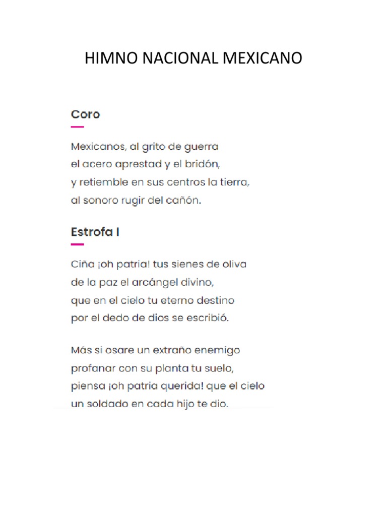 Himno nacional mexicano y juramento a la bandera pdf
