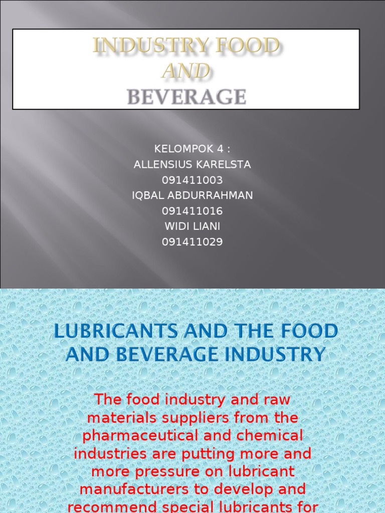 Lubricants and The Food and Beverage Industry PDF Foods Lubricant