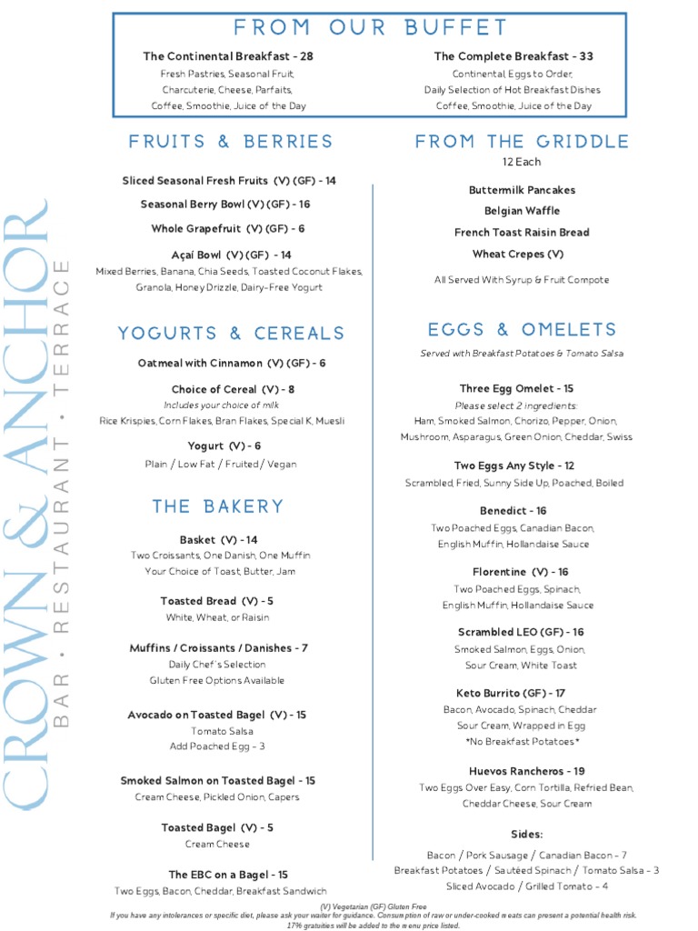 CA BREAKFAST BUFFET Menu 16nov2021 PDF Foods Food Ingredients