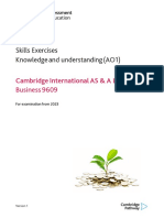 Skills Exercises Knowledge and Understanding (AO1) : Cambridge International AS & A Level Business 9609