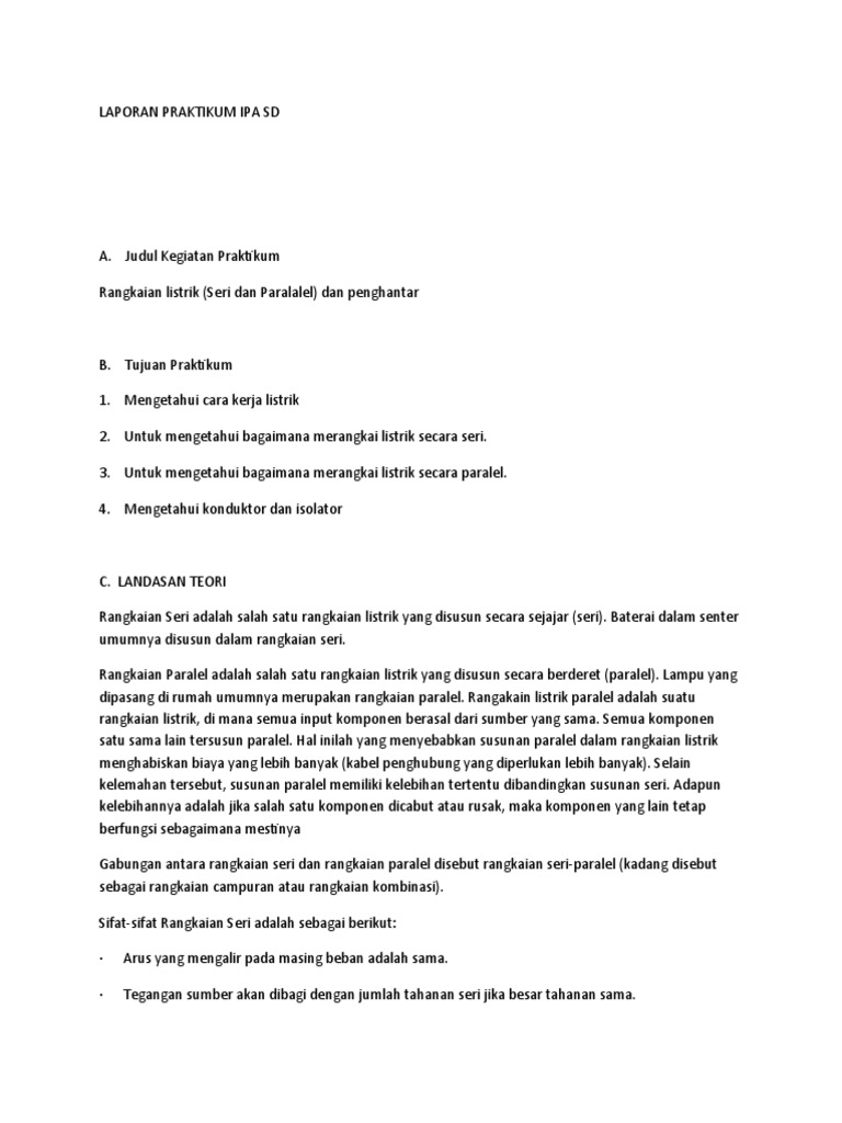 Laporan Praktikum Ipa Sd Pdf