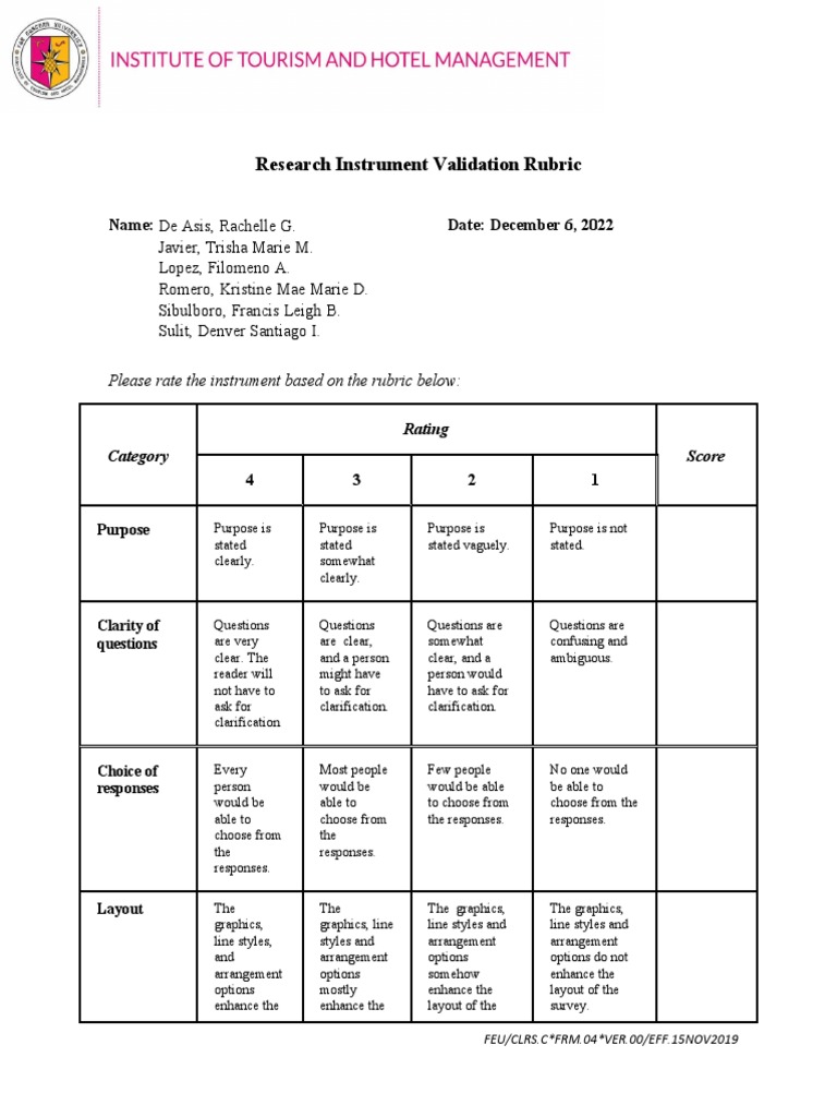 Research instrument validation pdf communication linguistics