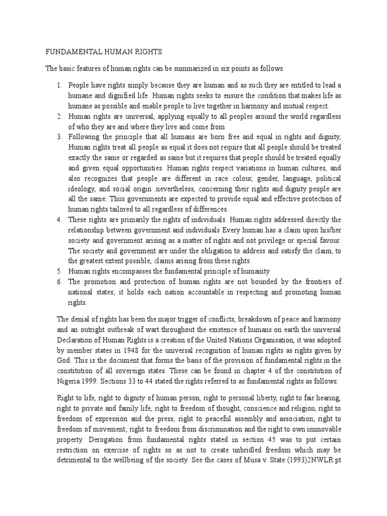 Overview of Fundamental Human Rights | PDF | Rights | Human Rights
