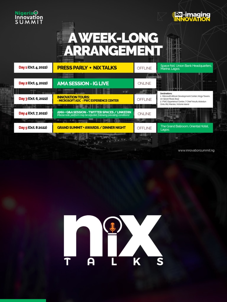 NIW FULL WEEK SCHEDULE - Update | PDF | Business | Economies