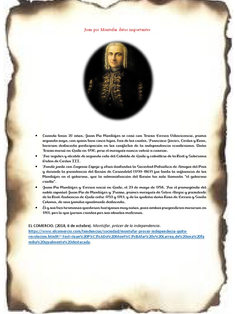 Copia de Juan Pio Montufar Datos Importantes | PDF