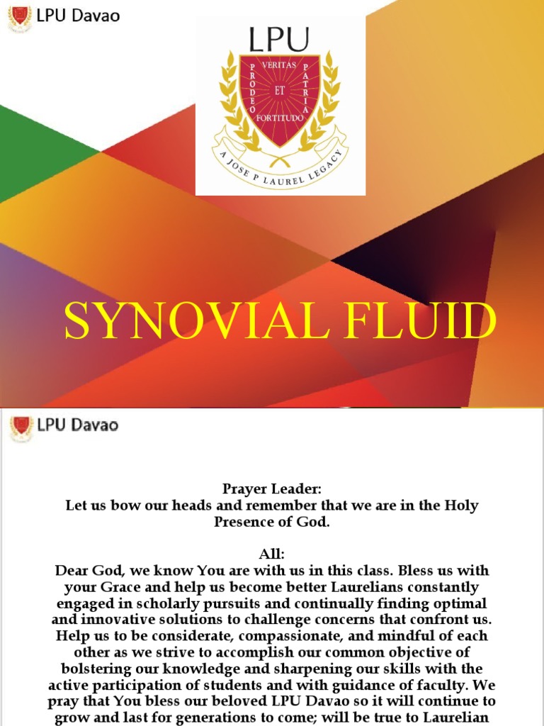 Synovial Fluid PDF Medical Specialties Clinical Medicine