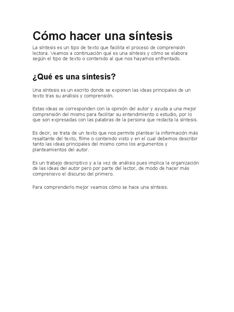 Plantillas Para Elaborar Una Sintesis