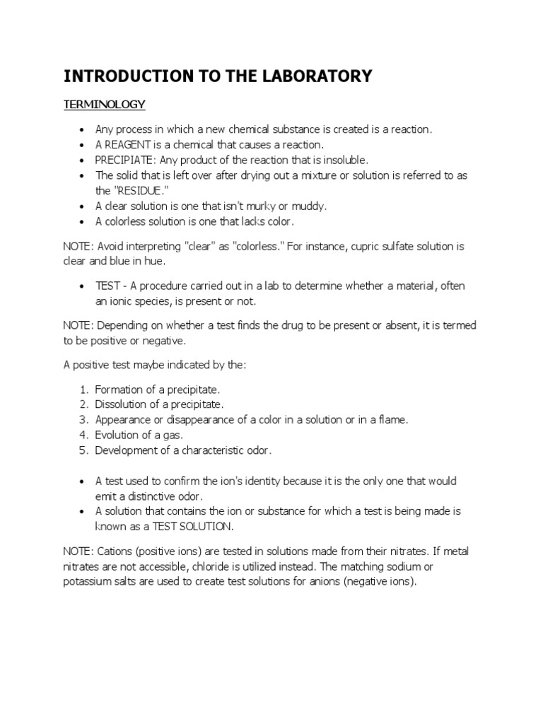 Inorganic Chemistry Laboratory Ion Test | PDF | Hydroxide | Ammonium