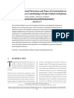 Effect of Organizational Structures and Types of Construction On Perceptions of Factors Contributing To Project Failure in Pakistan