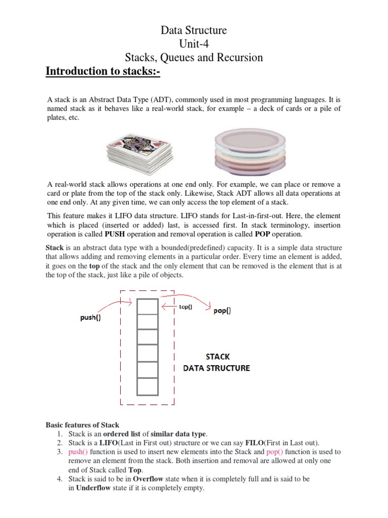 Stack, Queue and Recursion in Data Structure | PDF | Queue (Abstract ...
