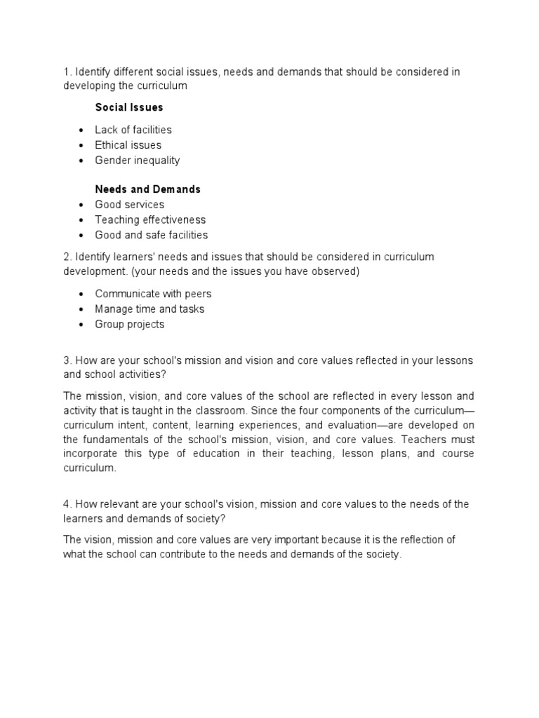 Curriculum Planning Curriculum Sources And Influences Pdf