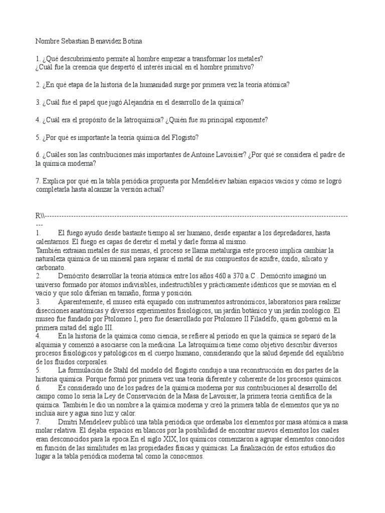 Actividad Quimica 1 PDF Química Tabla periódica