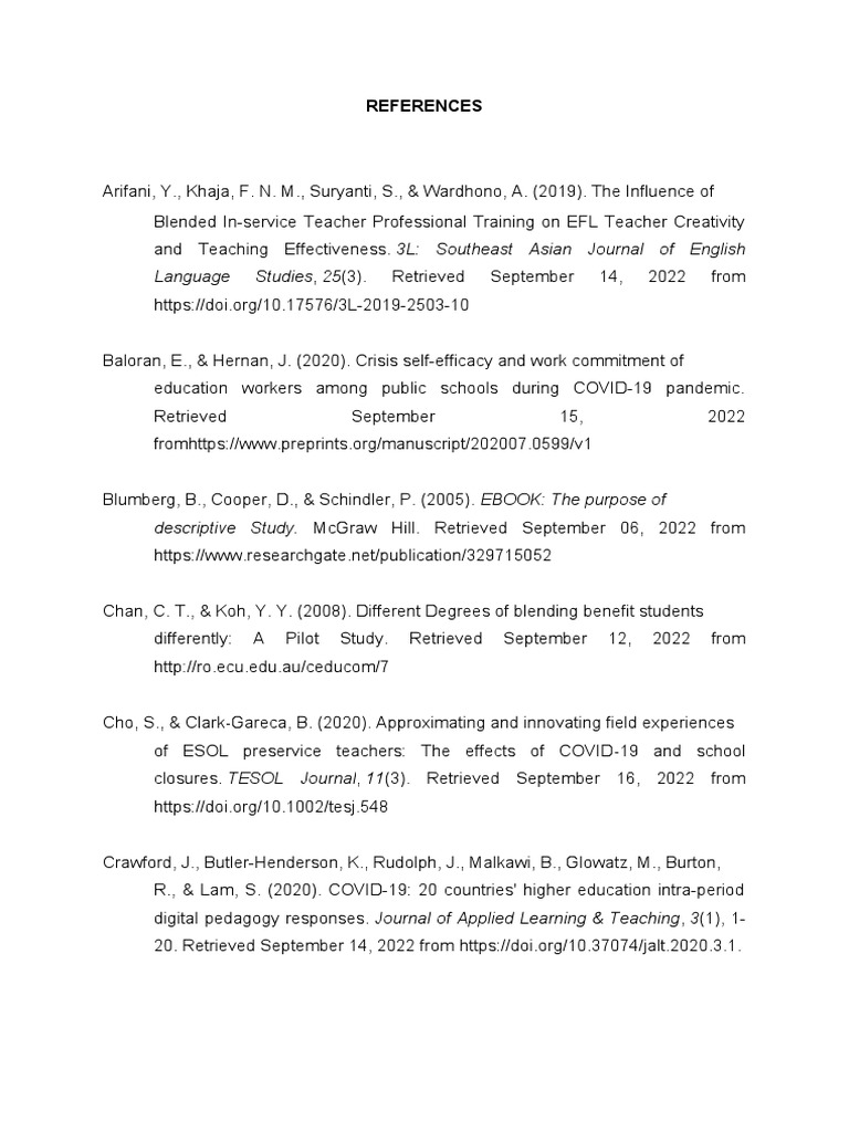 References Apa Format | PDF | Educational Technology | English As A ...