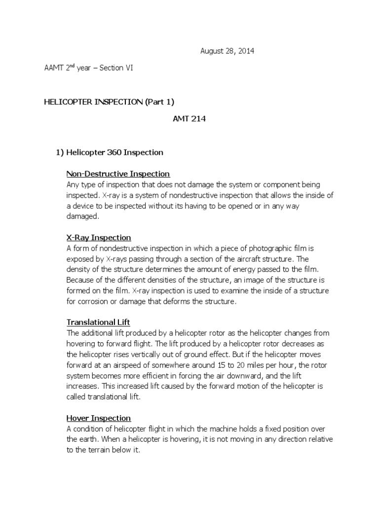 Helicopter Inspection & Maintenance Guide | PDF | Helicopter | Aviation