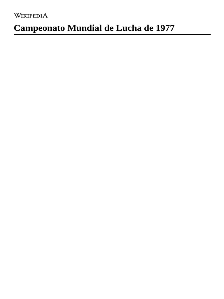 Campeonato Mundial de Lucha de 1977 Wikipedia, La Enciclopedia Libre