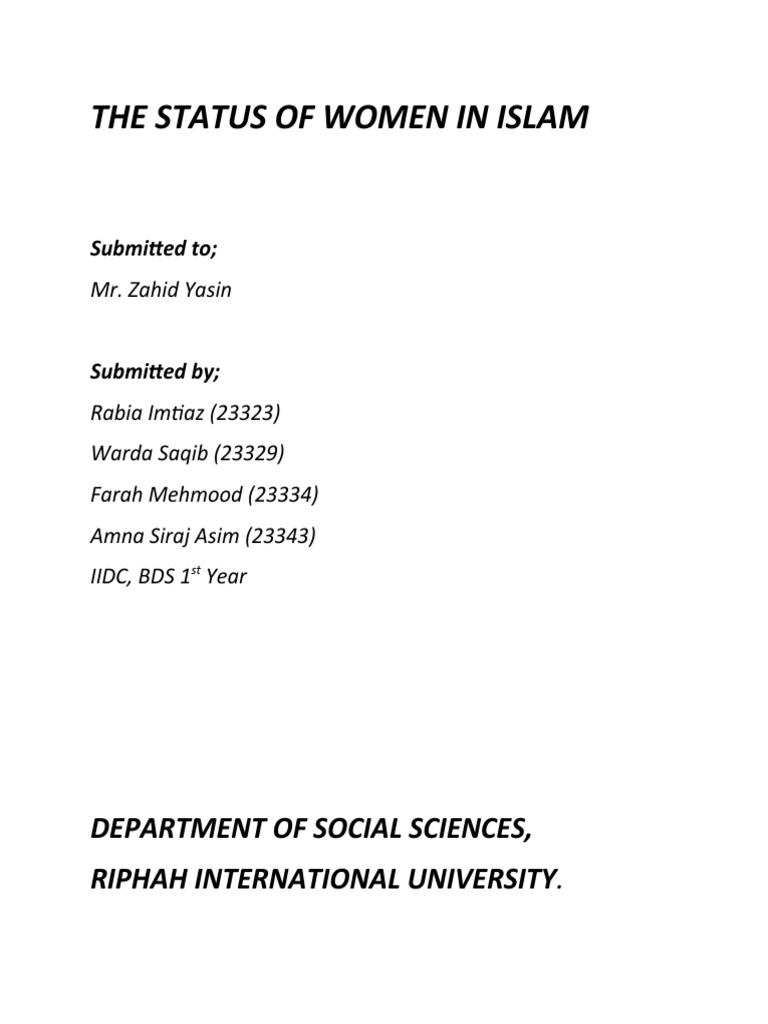 An In-Depth Analysis of the Status and Rights of Women in Islam | PDF ...