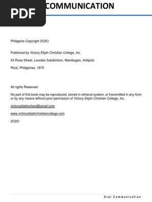 1 Oral Communication - Final | PDF | Communication | Nonverbal