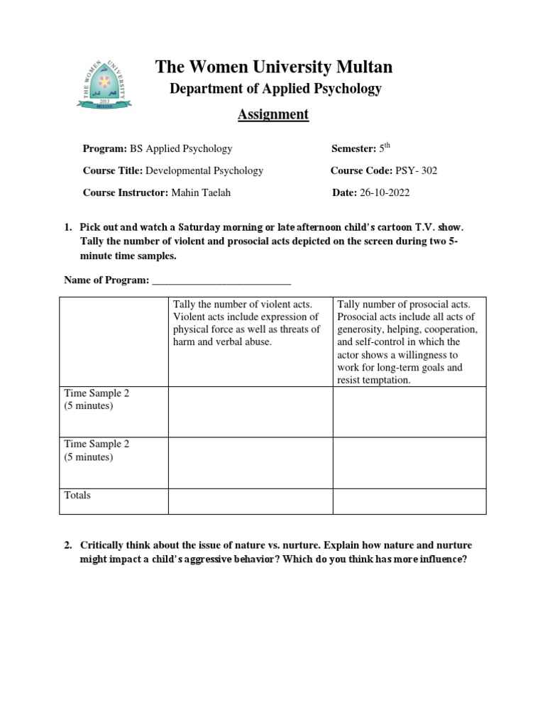 Developmental Psychology Assignment Guide | PDF | Career & Growth ...