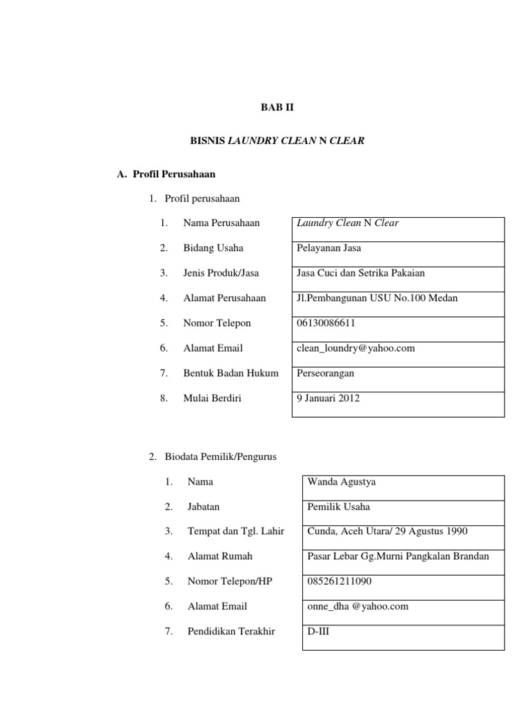 Contoh Proposal Laundry