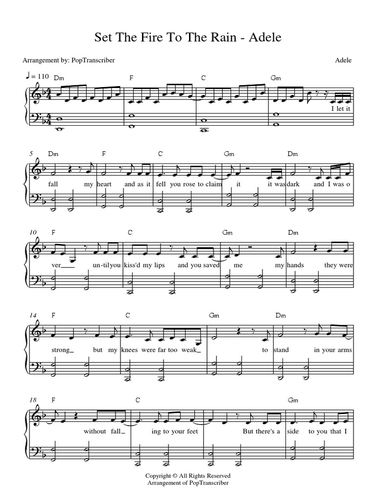 Adele-Set Fire To The Rain | PDF