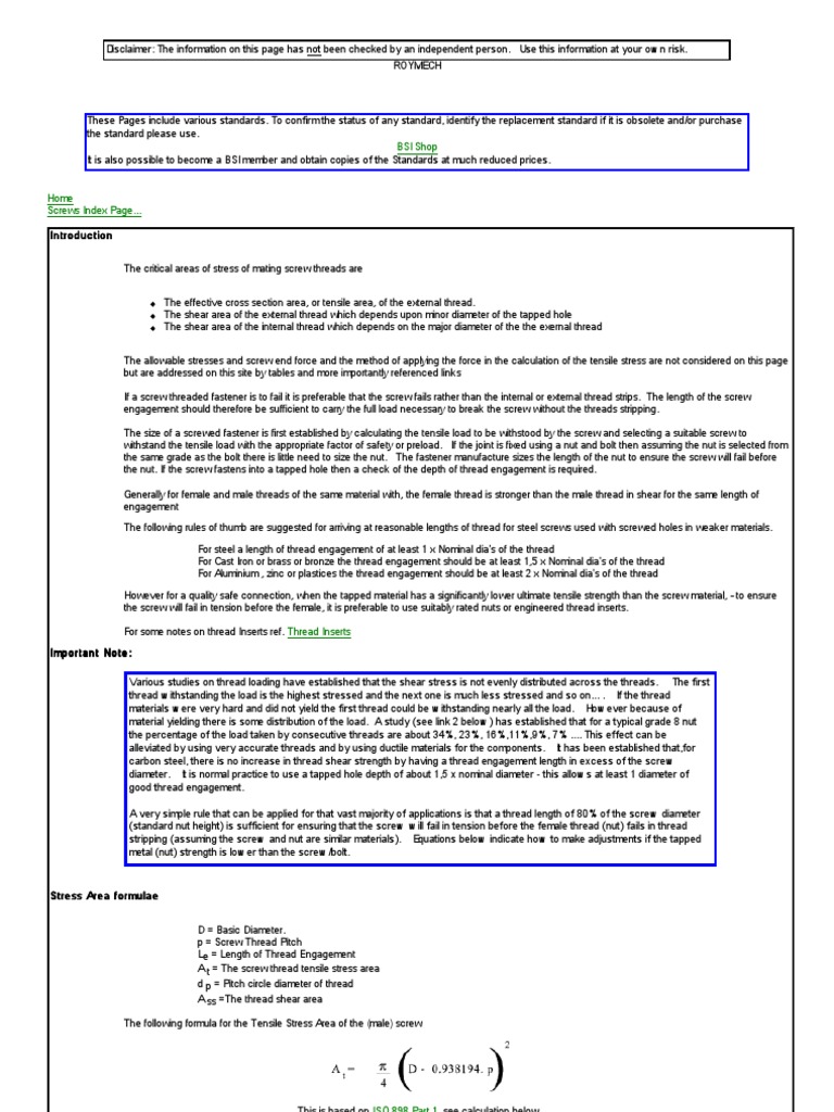 Thread Engagement Guidelines | PDF | Screw | Nut (Hardware)