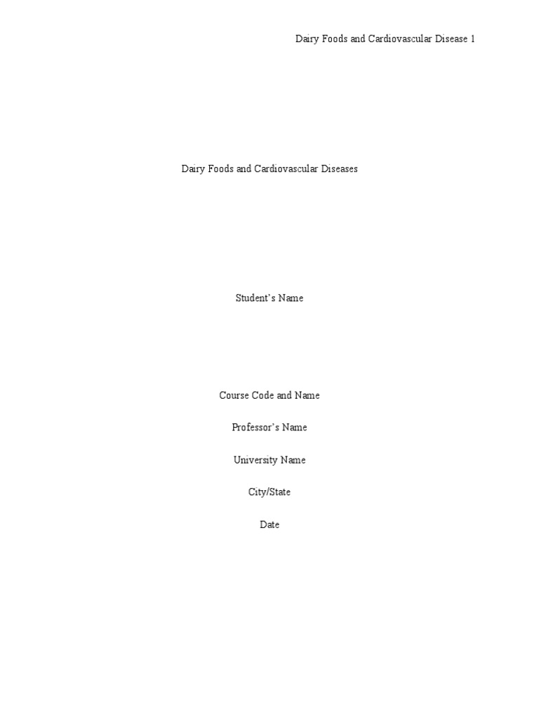 Dairy Foods and Cardiovascular Diseases Edited PDF Diet