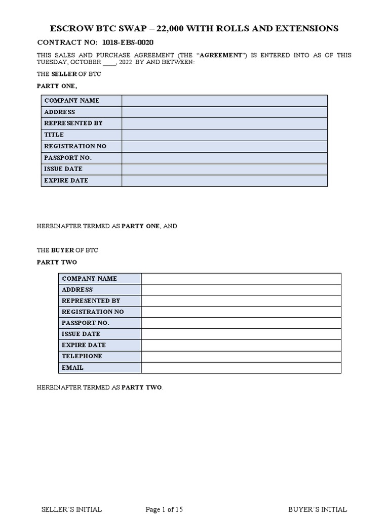 BTC Escrow Agreement for 22,000 Units | PDF | Bitcoin | Cryptocurrency